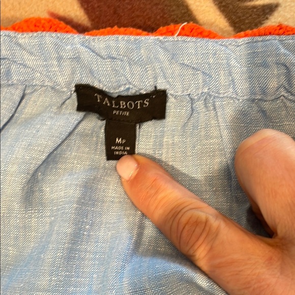 Blue and Red Puff Sleeve Smocked Blouse by TALBOTS Petites - Picture 4 of 6